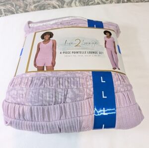 NEW Live 2 Lounge Women's 4-Piece Lounge Wear Set Pajamas Size Large Lavender